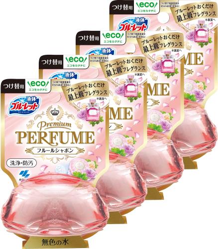 ブルーレット まとめ買い液体おくだけ プレミアムパフューム トイレタンク芳香洗浄剤 フルールシャボン 詰め替え用 70ml×4個トイレ洗剤 トイレ洗浄剤 黒ずみ...