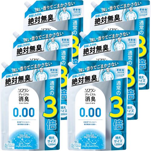 ソフラン プレミアム消臭 ケース販売 大容量 ウルトラゼロ 柔軟剤 詰め替え 特大1200ml×6個セット