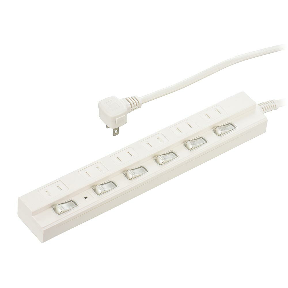 オーム電機 節電タップ 雷ガード 6個口 2m HS-TPK62W-22 00-1577