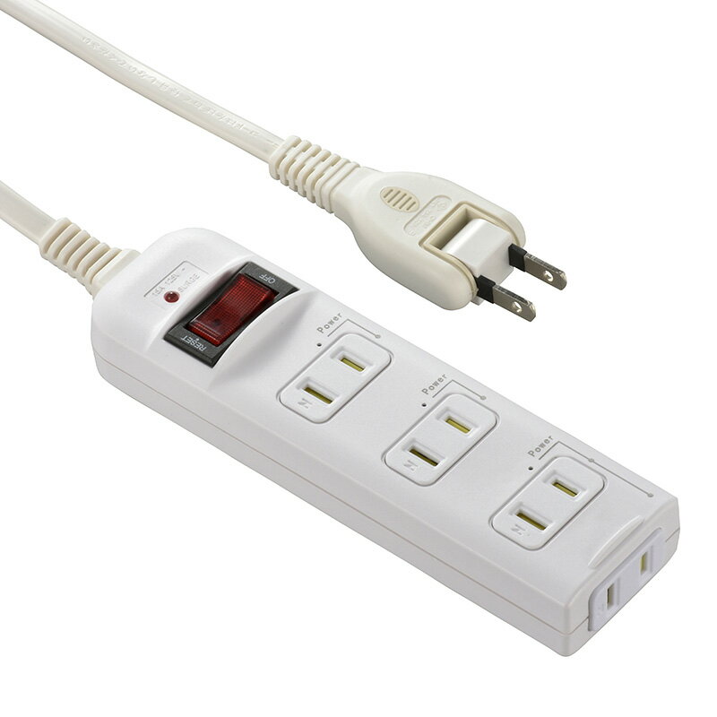 オーム電機 発煙ガードスイッチ付タップ 4個口 3m HS-T43HJ3-W 00-2215