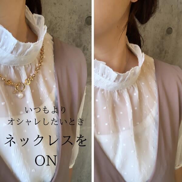 ボールチェーン ネックレス バロックパール　チェーンメタル　ゴールド　シルバー　 レディース 女性用 ハンドメイド アクセサリー 可愛い お洒落 秋 冬 軽い 　クリスマス　プレゼント 3