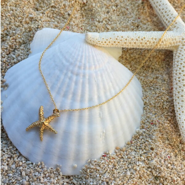 送料無料 ヒトデ スターフィッシュ ネックレス レディース 女性用 ハンドメイド アクセサリー 可愛い お洒落 ギフト プレゼント