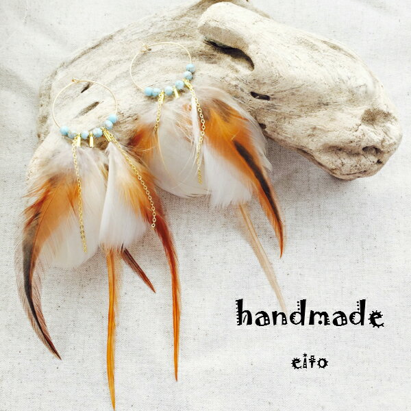 フェザー羽根天然石パワーストーンタ...