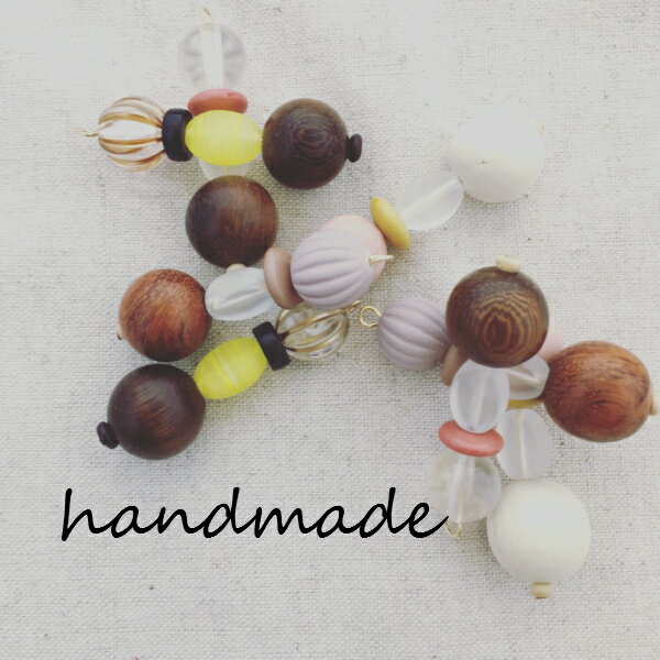 大ぶり ナチュラル ウッド ボール クリア シアー ビーズ 金属アレルギー対応 ピアス イヤリング レディース 女性用 ハンドメイド アクセサリー 樹脂 ヴィン...