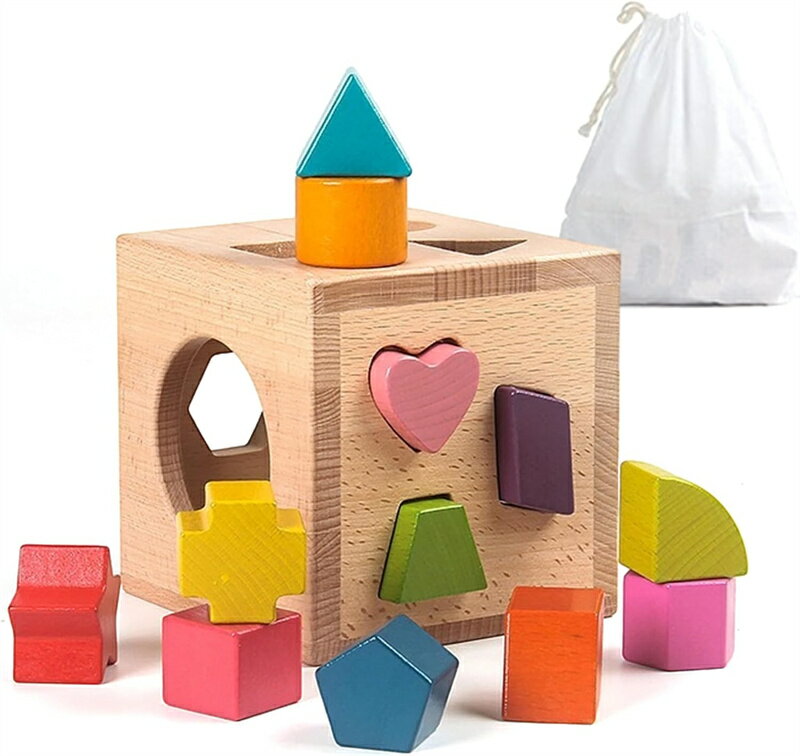 素材：天然ブナ材（普通の木材より高く、品質はもっとよい） 対象：性別を問わず、1歳以上の子供 用途：知育玩具、初めてのおもちゃ、パズルボックス、モンテッソーリ教育、幼稚園/保育園に教具としてにもオススメします！ お手入れ：乾いたタオルで拭く...
