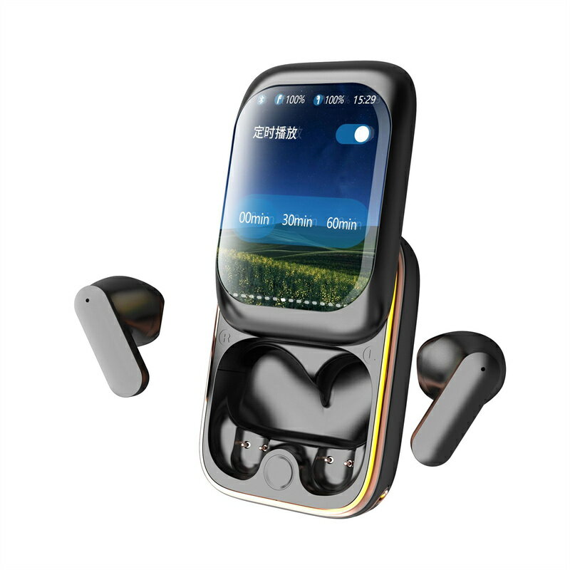 スクリーン付きワイヤレスイヤホン、HD オーディオイヤホン、スマートイヤホンタッチスクリーン、ノイ..