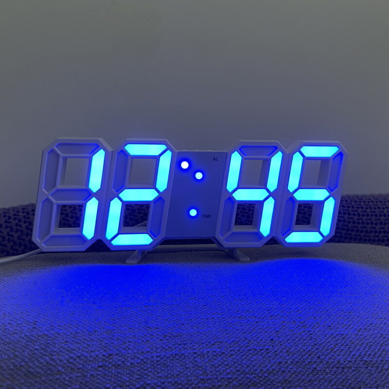 Rakuten - LEDデジタル時計 目覚まし時計 3D led wall clock 置き時計 壁掛け時計 スヌーズ アラーム 明るさ調整 ナイトランプ 年/月/日温度表示 キッチン時計 アップグレード版 -- オーセンティックストア