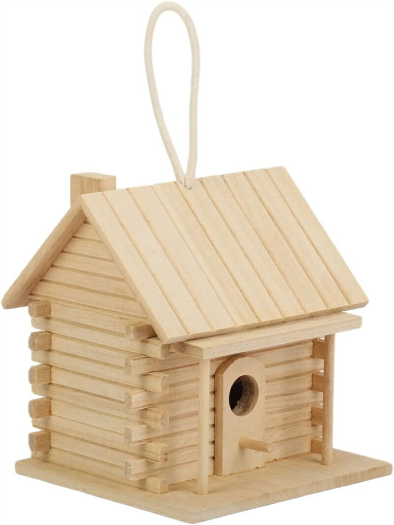 野鳥の巣箱 完成品鳥の巣箱 天然木 吊り下げ鳥小屋 屋外巣箱 野鳥の餌やり 親子体験 ホームデコレーション
