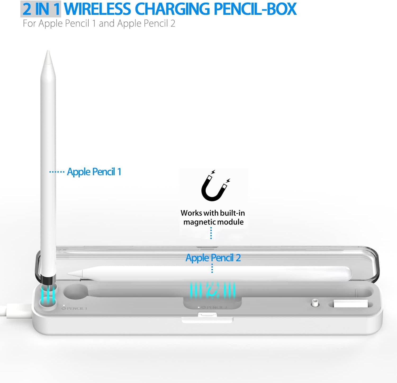 Apple Pencil�ѽ��ť������ 2-in-1 ����570mAh ���̡����Ŵ�ʤ� Apple Pencil������ �ޥ��ͥåȼ����ť����ץ� Apple ʶ���ɻߥ���ߥ˥����� ���ߤ�Apple Pencil���ť١��� ��ɮ�ѽ��ť����֥��դ� Ǯ���ɤ� (�ۥ磻��)
