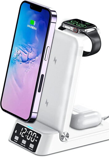 4in1 ワイヤレス充電器 15W 高速充電スタンド Qi 充電器 置くだけ充電 時計デザイン iPhone 14/14 Pro/14 Pro Max/13/13 Pro/13 Pro Max/12/12 Pro/12 Pro Max/11 /8 Plus/7/XRなどのApple Watch/AirPods対応 4in1 ワイヤレス充電器 15W 高速充電スタンド Qi 充電器 置くだけ充電 時計デザイン iPhone 14/14 Pro/14 Pro Max/13/13 Pro/13 Pro Max/12/12 Pro/12 Pro Max/11 /8 Plus/7/XRなどのApple Watch/AirPods対応