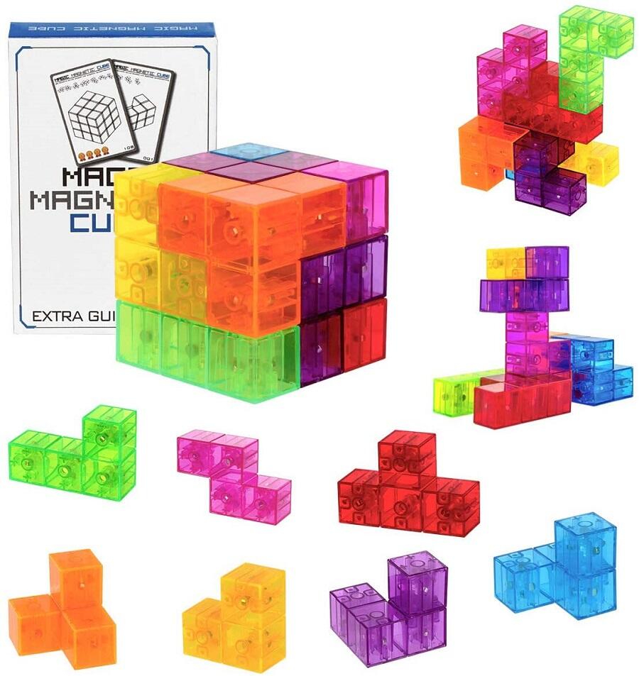 Rakuten - マグネットパズル マグネット キューブ 立体パズル 磁石ブロック ブロック 頭脳ゲーム 子供 女の子 男の子 マグネットおもちゃ 積み木 誕生日 入園 クリスマス プレゼント