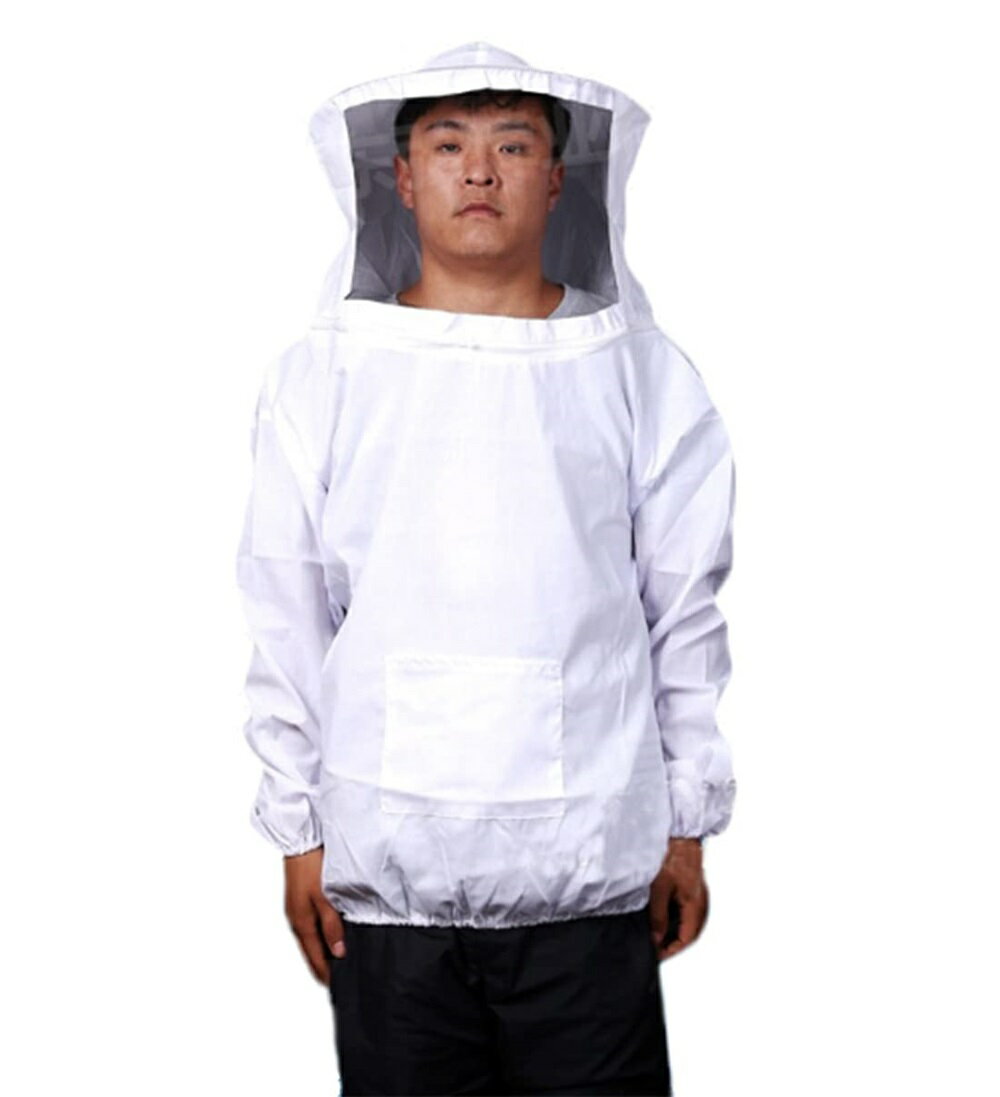 養蜂用防護服 ハチ防護服 帽子付き・取り外し可能 フェイスネット 軽量通気 男女兼用 養蜂ジャケット 蜂防止・虫除け作業服 園芸・草刈り用 脱着簡単 保護具 ガーデニング用