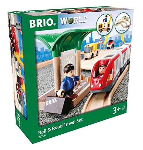 BRIO (ブリオ) レール&ロードトラベルセット [全33ピース] 33209 おもちゃ 玩具 木製おもちゃ 木製レール 機関車 車両 プレゼ