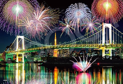 エポック社（EPOCH） 300ピース ジグソーパズル 日本風景 お台場幻想花火−東京 （26×38cm） 28-048s のり付き ヘラ付き(3.0)