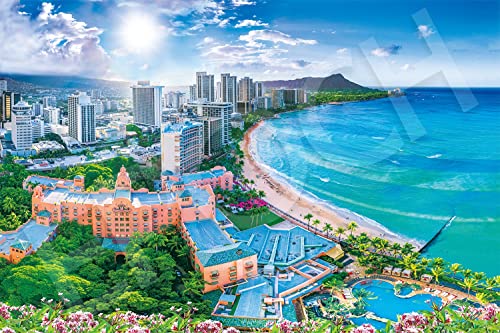 樂天商城 - エポック社 1000ピース ジグソーパズル 海外風景 輝きのワイキキビーチ-ハワイ (50×75cm) 09-026s のり付き ヘラ付き 点数