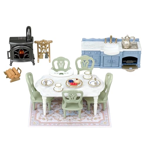 シルバニアファミリー 家具 きらめく水辺の赤い屋根のお家 エレガントダイニングルーム セ-215 STマーク認証 3歳以上 おもちゃ ドール