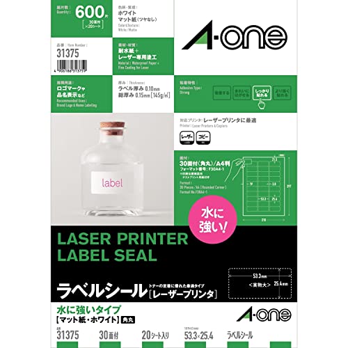 樂天商城 - エーワン ラベルシール レーザー 耐水 30面 20シート 31375
