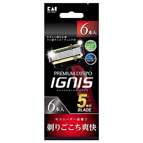 貝印 PREMIUM DISPO IGNIS (プレミアム ディスポ イグニス) 5枚刃 使い捨てカミソリ 6本入