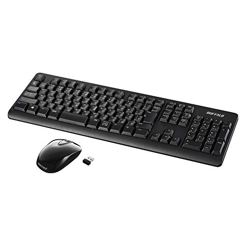 バッファロー BUFFALO ワイヤレス 無線 フルキーボード 静音マウス セット 高耐久 電池長持ち リモート テレワーク 疲れにくいデザインのサムネイル