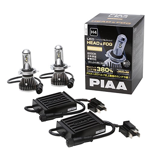 PIAA ヘッドライト/フォグライト用 LEDバルブ H4 6000K 92000cd 3500lm相当 車検対応 12V/24V共用 24/2