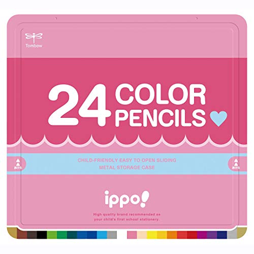 トンボ鉛筆 色鉛筆 ippo スライド缶入 24色 プレーン Pink CL-RPW0424C