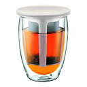 BODUM ボダム TEA FOR ONE ティーフォーワン ティーフィルター付き ダブルウォール グラス 350ml オフホワイト 正規品 K