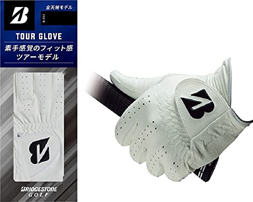 BRIDGESTONE(ブリヂストン) ゴルフグローブ TOUR GLOVE GLG12 ショートスペック メンズ ホワイト 24cm