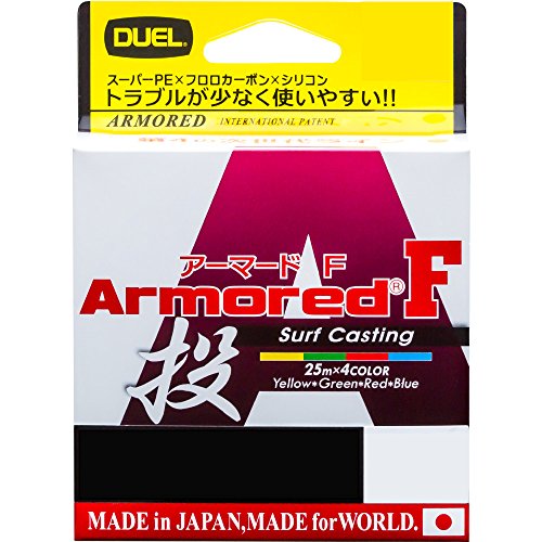 1.5号・25m×4カラー 1.5号 H4132・・Style:1.5号・素材:PE/全長:200m/1.5号・最大直線強力: 9kg・25m×4カラー・標準強力:20Lbs.従来のPEラインより、バックラッシュや結びコブ等のライントラブルが激減、 飛距離10%UP、低伸度で感度は2倍。 比重1.0で潮なじみが良く、糸ふけ減少。