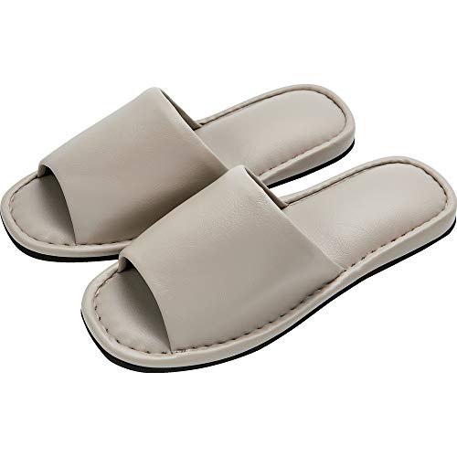 TRUSCO(トラスコ) フェイクレザー前開きスリッパ フリーサイズ ベージュ FLSL-BE