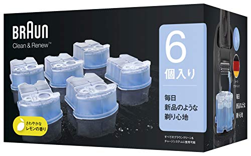 6個入り・_ CCR6・・Style:6個入り・除菌が可能なアルコール洗浄液・全てのブラウンアルコール洗浄システム付き電気シェーバーに装着可・シェーバーの汚れを除去し、常に快適な深剃り性能をキープ・通常の使用で洗浄液カートリッジ1個につき、約30回の洗浄が可能・原産国:アイルランドブラウン 洗浄器付き電気シェーバー専用 洗浄カートリッジ セットしておけば自動で充電とクリーニングができるブラウン独自の全自動洗浄システム「クリーン&チャージ」専用のカートリッジ 汚れを除去し、常に快適な深剃り性能をキープ 剃り味を維持する潤滑作用 全てのブラウンアルコール洗浄システム付き製品に装着可 通常の使用で洗浄液カートリッジ1個につき、約30回のシェーバー洗浄が可能