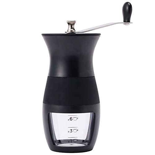 コモライフ 粗さ調節できるコーヒーミル コーヒーミル 豆挽き 手挽き 手動 目盛付き 分解 水洗いOK 持ち運び ハンドル取り外し可能 スリム