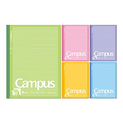 コクヨ ノート キャンパスノート プリント貼付用 B5ノビ ドット入りA罫 5色パック ノ-3HATX5