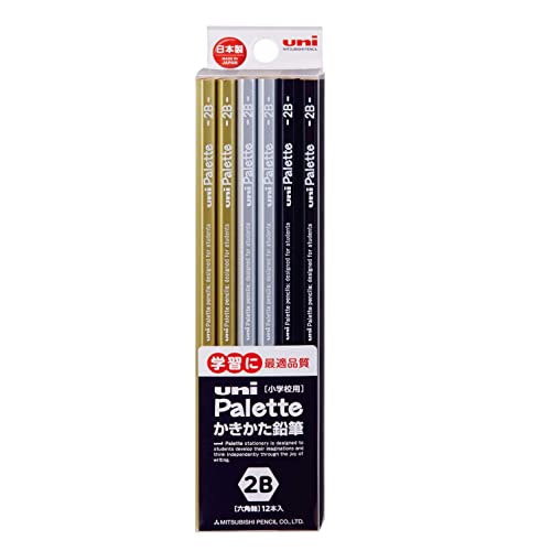 ・ブラック 2B K56172B・・Size:2B・パレット信頼の日本製品質の学童向け鉛筆・硬度2B 軸六角軸/ブラック・ゴールド・シルバー（1ダースに3色入り)・ケースプラ箱入り・サイズ幅47×高さ198×奥行17mm 重量66g・入数1ダース(12本入り)説明 信頼の“日本製品質”と、学童向け鉛筆としてさらに使いやすくする工夫　「ユニ　パレット」は信頼の“日本製品質”が人気のシリーズ。 厳しい基準で作られた確かな品質はもとより、学童向けのブランドとして、学校で使いやすいよう工夫をしている。 商品名：三菱鉛筆 かきかた鉛筆 ユニパレット 2B かきかた ブラック 1ダース K56172B