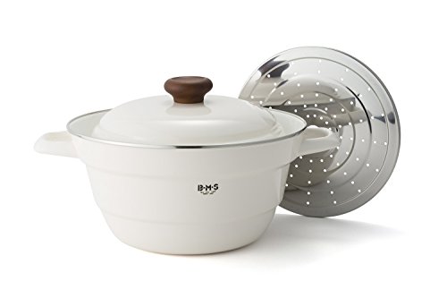 富士ホーロー 茹でる 煮る 蒸す 揚げる 多機能 両手鍋 27cm スノコ付 IH対応 ホワイト BMP-27FW・W