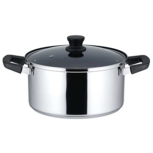 ベストコ 両手鍋 ガラス 蓋付き 24cm ステンレス 3層底 ふっ素 樹脂加工 IH 対応 キャセロール NQ-0046 リンピオ