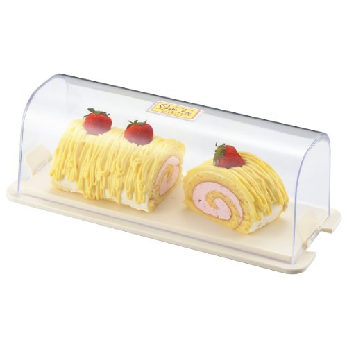 樂天商城 - 曙産業 ケーキフード 日本製 業務用品 ロールケーキがまるごと入るケース トレーの上でそのままケーキをカットできる ハンドル兼用のストッパー付き