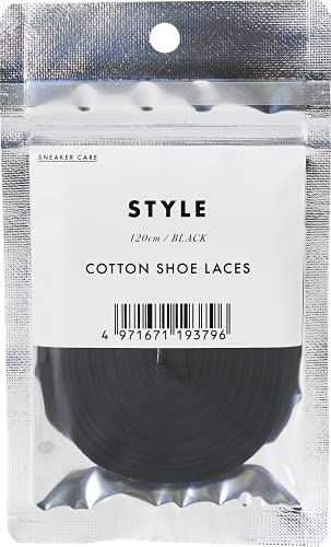 [コロンブス] 汚れが付きづらい撥水加工 スニーカー 靴ひも コットン100% シューレース ブラック 120cm