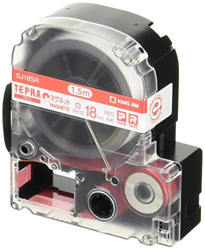 キングジム 純正 テプラPROテープカートリッジ マグネットテープ 18mm 白ラベル/赤文字 長さ1.5m SJ18SR