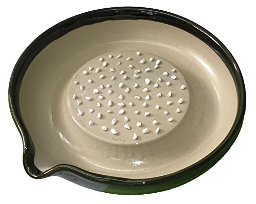 元重製陶所 石見焼 大根おろし 皿 テーブルを傷つけない シリコン 底 (直径約18cm・すべり止め付) 織部 もとしげ おろし器 もとしげ 日