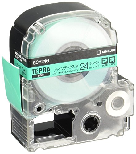 キングジム 純正 テプラPROテープカートリッジ インデックスラベル 24mm 緑ラベル/黒文字 長さ8m SCY24G