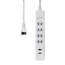 エルパ (ELPA) 耐雷USBタップ 雷ガード 延長コード コンセント 4個口 2m 100V 14A ブレーカー WLS-402USB(W)(2)