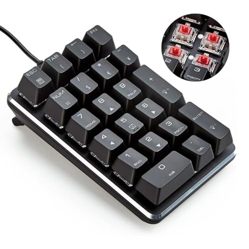 テンキーボード メカニカル式テンキーパッド 21キーテンキーパッド 5000万回高耐久 USB接続 ブラック Windows Mac 対応(赤軸