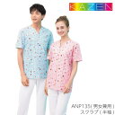 ANP135 スクラブ アンパンマン 半袖 ギンガムチェック かわいい 可愛い 男女兼用 ユニセックス 医療 スクラブ 白衣 医療 白衣 看護師 医師 ドクター クリニック 病院 介護