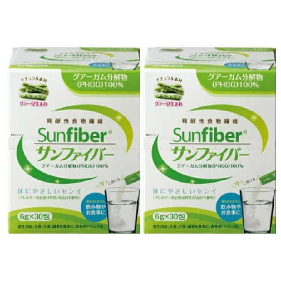 栄養成分表示［1包6gあたり］ エネルギー12.3kcal、たんぱく質0～0.06g、脂質0.0g、糖質0.5g、食物繊維5.1g、ナトリウム3～9mg 原材料名 グアーガム分解物（インド製造又は国内製造） 使用上の注意 ・年齢・体調や、食事からの食物繊維摂取量に合わせて摂取量を調節してください。 ・体質・体調によって、おなかの張りを感じることがあります。 ・料理の水分量により溶け残ることがありますが、品質に問題はありません。 ・ポリフェノールを多く含むもの（緑茶など）に添加すると黒っぽく変色することがありますが、品質に問題はありません。 ・個包装を開封後はお早めにご使用ください。100%グァー豆由来の水溶性食物繊維。水に溶けやすく無味無臭。毎日の食事、飲み物に溶かして手軽に食物繊維アップ！ ・グアー豆100%からうまれた、体にやさしい食物繊維。古くから健康によい豆野菜として食されているマメ科の植物グアー豆の種子部分の主成分、グァーガムを食べやすく酵素の力で低粘度化しました。 ・数ある食物繊維の中でも善玉菌のエサになりやすい高発酵性のプレバイオティクス。病院介護市場向けの食物繊維として長年支持されている食物繊維素材です。 ・お飲み物や料理にサッと溶かせ、ほとんど無味無臭なので味を変えません。また熱にも強いので、ご飯と一緒に炊くこともできます。