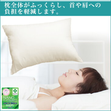 日本製 国産 35x50cm/43×63cm 枕 まくら マクラ 寝やすい 低めの枕 ふわふわ弾力枕 ヌード枕 ほこりが出にくい枕 NANOプラチナ 清潔 抗菌 防臭 防カビ 洗える 防ダニ 増量 丸洗いOK ホテル仕様 ホテルタイプ 国産 1枚物 送料無料