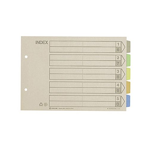 B5 Size - 【送料無料】【個人宅届け不可】【法人（会社・企業）様限定】カラーインデックス　B5ヨコ　2穴　5色5山+扉紙　1パック(10組)
