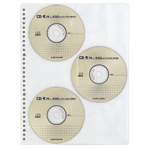 【送料無料】【個人宅届け不可】【法人（会社・企業）様限定】CD/DVDポケット A4タテ 2・4・30穴 両面6ポケット 1パック(3枚)