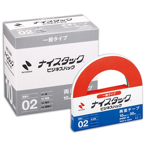 【送料無料】【個人宅届け不可】【法人（会社・企業）様限定】ナイスタック　再生紙両面テープ　ビジネスパック　大巻　10mm×30m　1パック(5巻)
