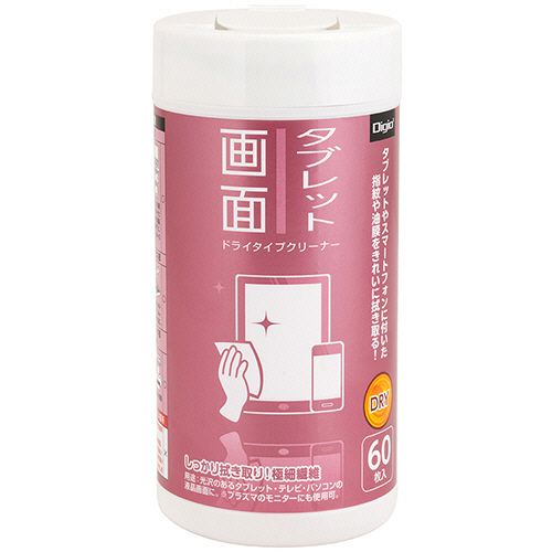 【送料無料】【個人宅届け不可】【法人（会社・企業）様限定】ドライタイプクリーナー　タブレット画面用　ボトル　1個(60枚)