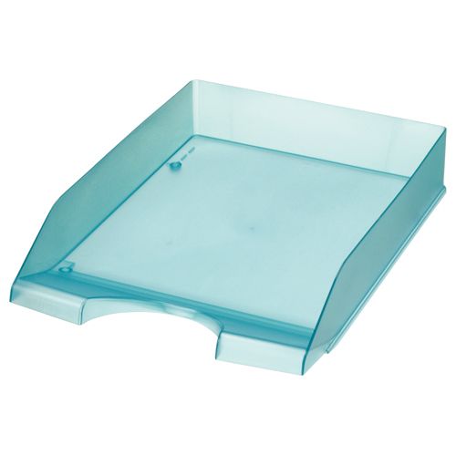 【送料無料】【個人宅届け不可】【法人（会社・企業）様限定】スケルトンカラーレタートレー　A4タテ　ブルー　1セット(3個)